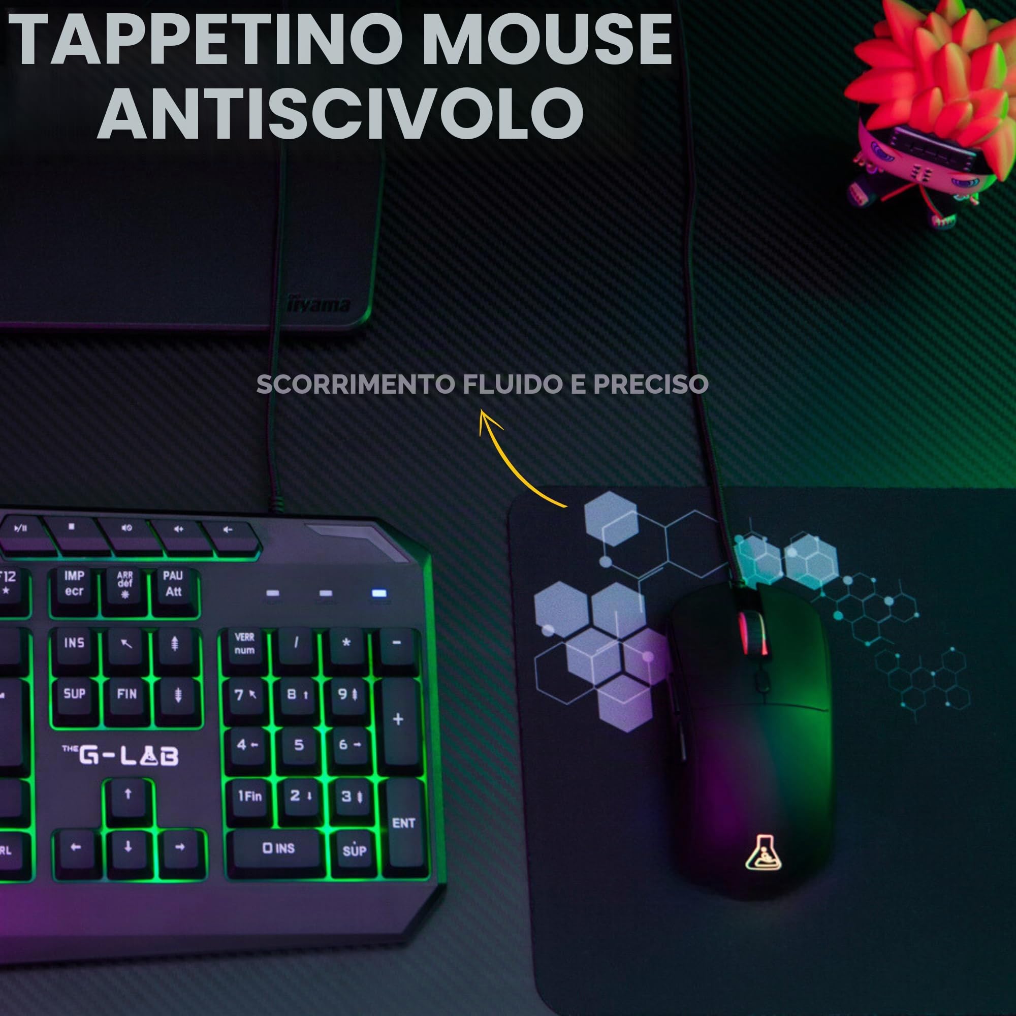 The G-Lab - Combo Natrium - Set tastiera mouse gamer 4 in 1 - Tastiera gamer AZERTY USB, RGB, 19 tasti Antighosting, Mouse gamer 6400 Dpi, Cuffie da gioco & Tappetino per mouse - PC/PS4/PS5-XBOX