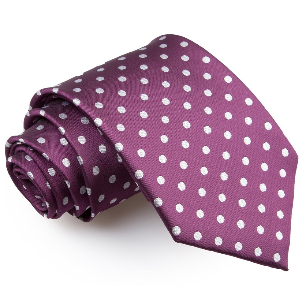 DQT Mens Polka Dot Classic Tie - 9cm Width Necktie - Wedding, Business & Formal - Purple