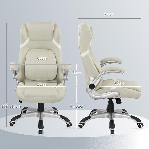 Vinsetto Ergonomic Executive Office Chair Adjustable Lumbar Support Beige