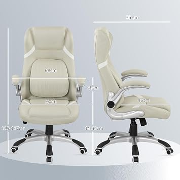 Vinsetto Ergonomic Executive Office Chair Adjustable Lumbar Support Beige