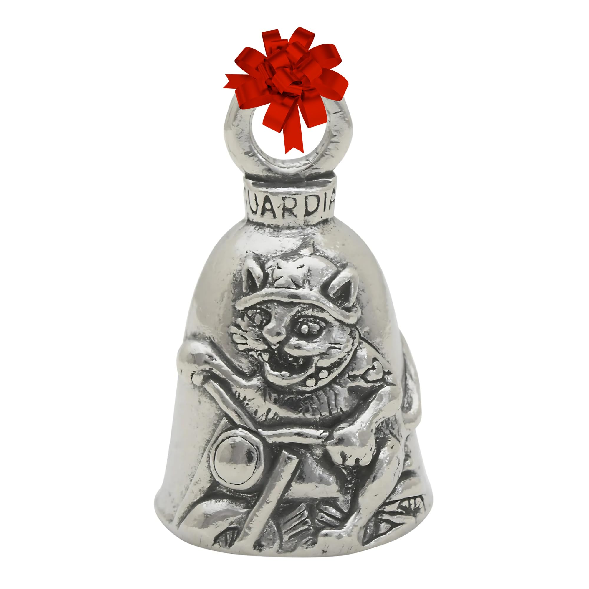 Guardian Bell Good Luck Bell w/Keyring & Black Velvet Bag | Motorcycle Bell | Lead-Free Pewter | Made in USA