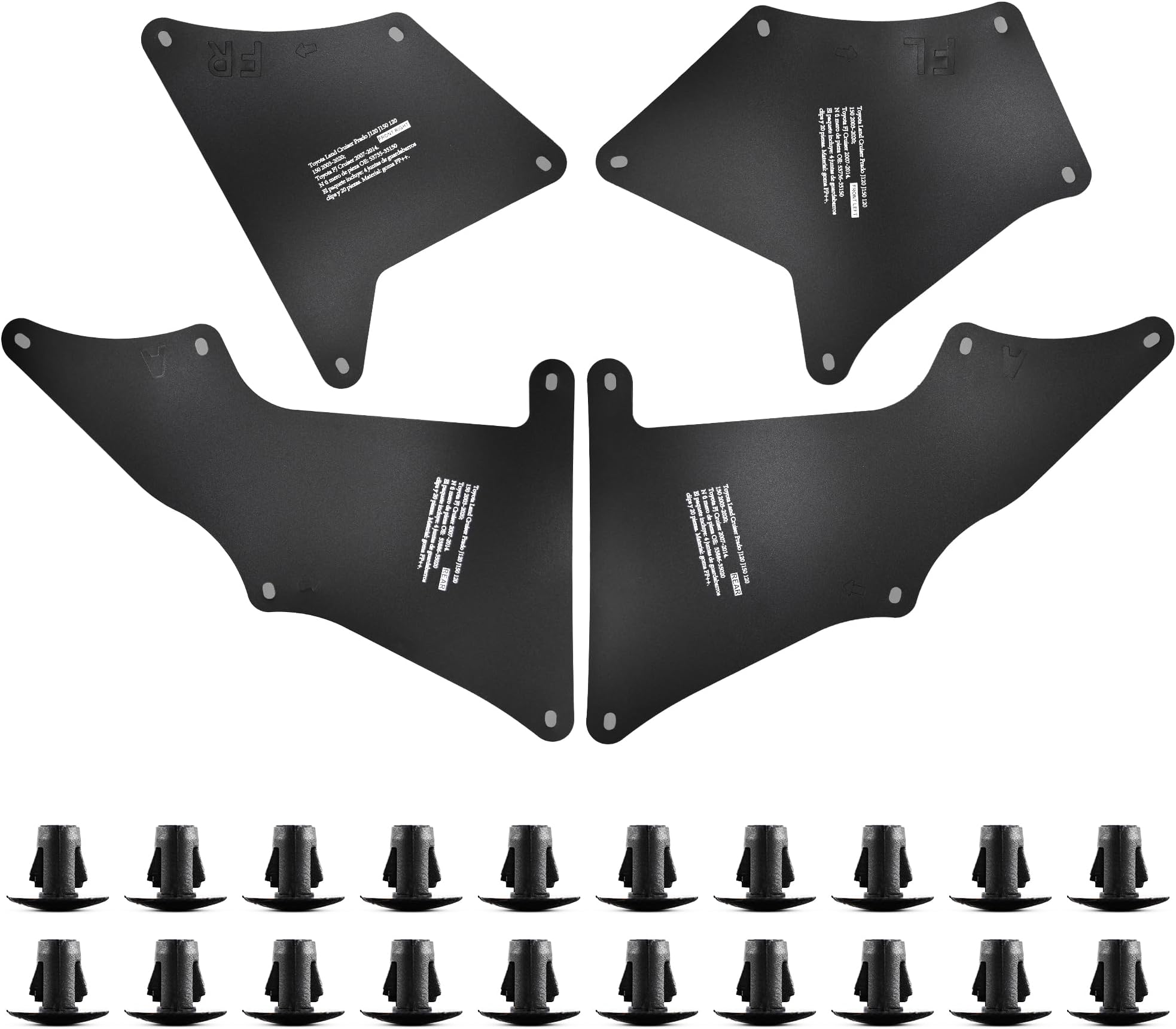 jiankun Splash Guard Fender Liners Shield with Clips Compatible with 2003-2020 Toyota 4 Runner, FJ Cruiser, Land Cruiser Prado(C-Black)