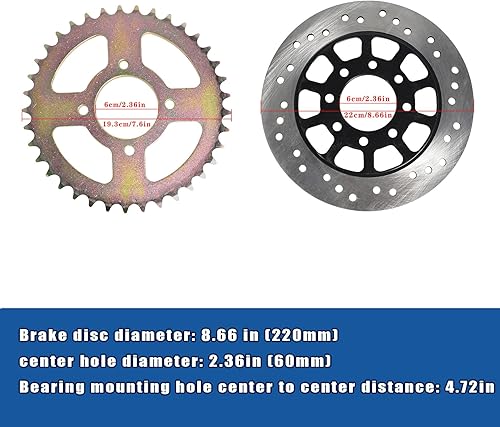 Miniatura 3 de Kit de eje trasero Go Kart de 44 pulgadas con bloque de almohada + piñón + disco de freno + buje + cadena + cilindro maestro de freno de repuesto