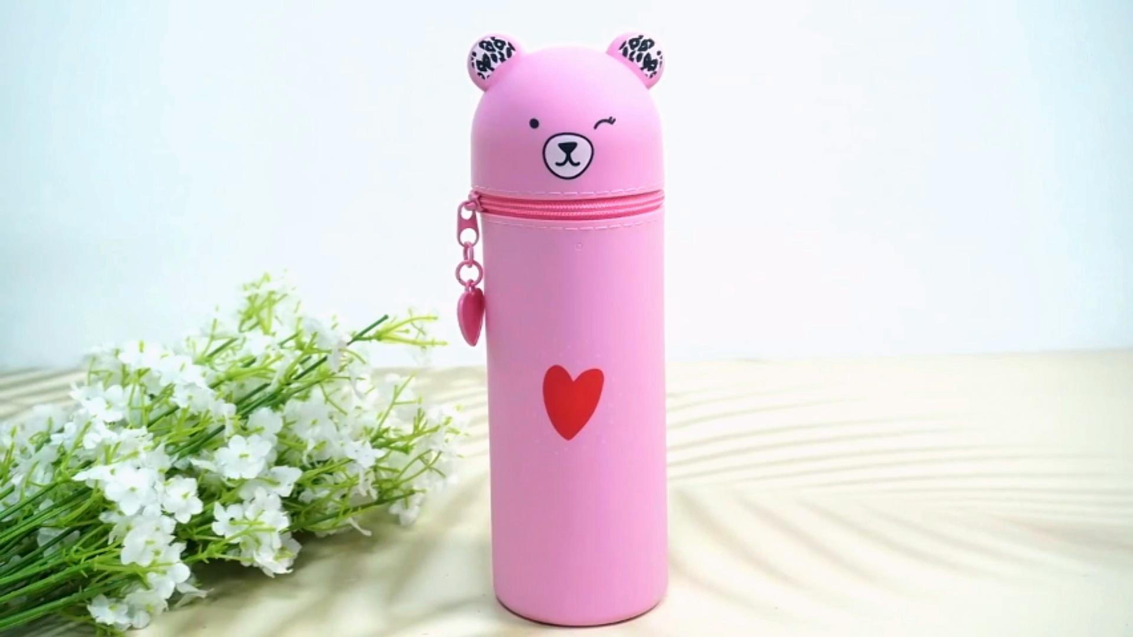 QRKPVHD Kawaii Federmäppchen Aus Silikon – 2-in-1, Ausziehbar, Mit Reißverschluss, Grüner Bär