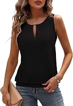Tanmolo Women's Tank Top Summer Top Blouse Tops | V-neck, keyhole detail, sleeveless shirt, jacquard mesh, airy cut, leisure and holiday