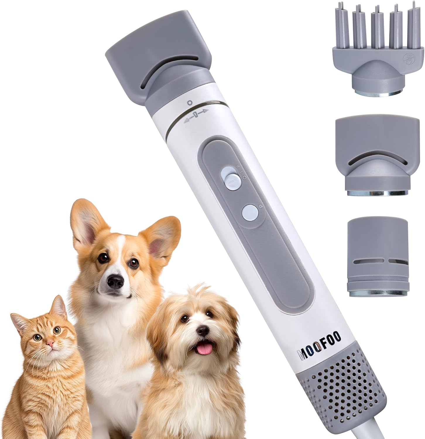 High Velocity Pet Dryer for Dogs & Cats - Quiet Professional-Grade Blow Dryer with 110,000RPM Brush-Less Motor, Adjustable Heat & Speed, Magnetic Nozzles, Home & Groomer Use (110V)