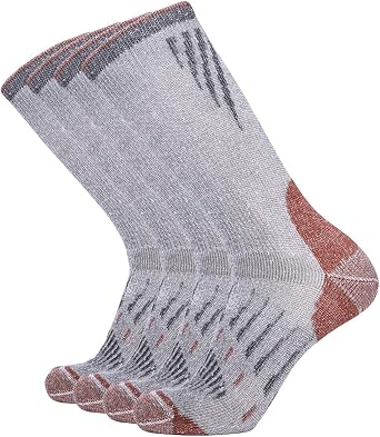 EnerWear Mens Merino Wool Cushion Trail Outdoor Crew Socks 4P Pack