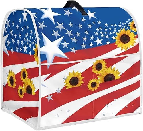 Miniatura 2 de Cubierta mezcladora de girasol con bandera ameiricana, tamaño L, a prueba de polvo, impermeable, lavable a máquina, accesorios de cocina para mujer