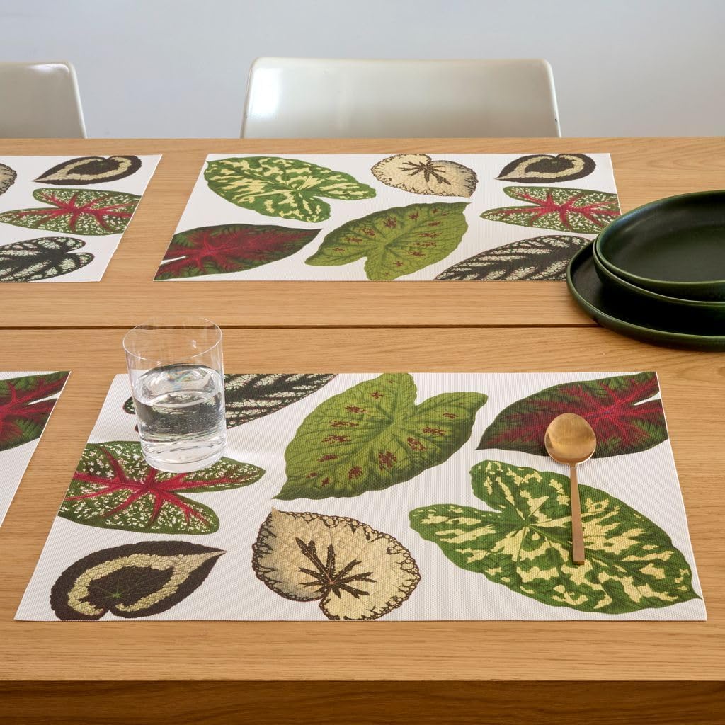 Martha by Martha Stewart | Chilewich Scattered Leaf Placemat - Set of 4 - Easy Care Woven Tabletop Textile - Indoor/Outdoor - 18.5" x 13.5" Rectangle