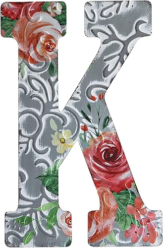 Letras de 12 pulgadas para decoración de pared, números de metal en relieve de COLLECTIVE HOME con rosa, letreros colgantes rústicos para boda,