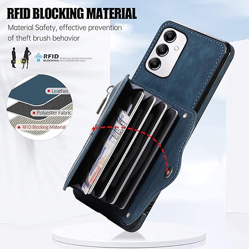 Miniatura 3 de Funda para teléfono Samsung Galaxy A14M14 5G con protector de pantalla de vidrio templado y correa cruzada para la muñeca, cordón para el hombro,