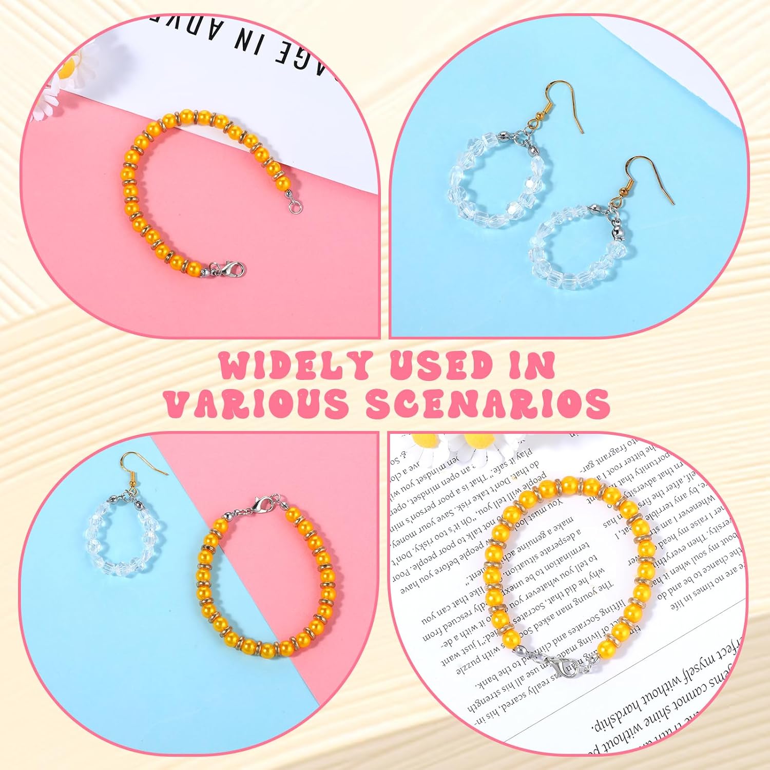 100Pcs Crimp Beads Tips, Crimp Beads for Jewelry Making 4mm Crimp Open Bead Cover for Jewelry Making Clamshell Tips Beads Fold-Over Knot Cover Knot Covers Ends Caps for DIY Bracelets Necklaces - Image 4