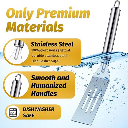 Miniatura 3 de CHENGU 4 piezas de mini brownies para servir, espátula antiadherente de acero inoxidable para servir galletas, espátula ranurada para cortar y