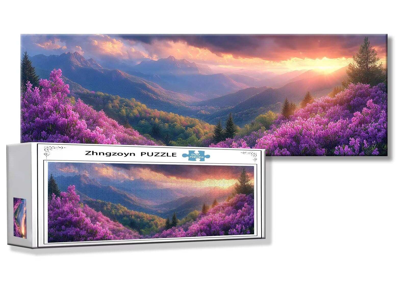 Puzzle Printemps 900 Pieces Paysage Puzzle Adultes 87 x 34 cm DIY Difficile Classiques Jigsaw Panoramique, Adulte Jeu éducatif, 2025 Bois Jigsaw Art Impossible Famille Challenge, Femme Cadeau E-3