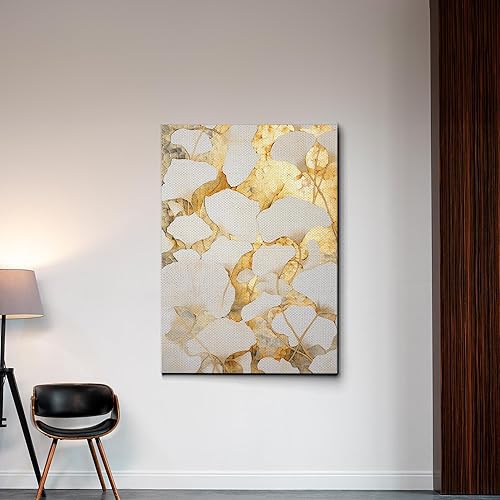 Miniatura 3 de Original Ginkgo biloba Print On Canvas, Modern Textured Gold Wall Art, Abstract Gold Leaves Print, Living room Wall Decor, Wall Art, Print
