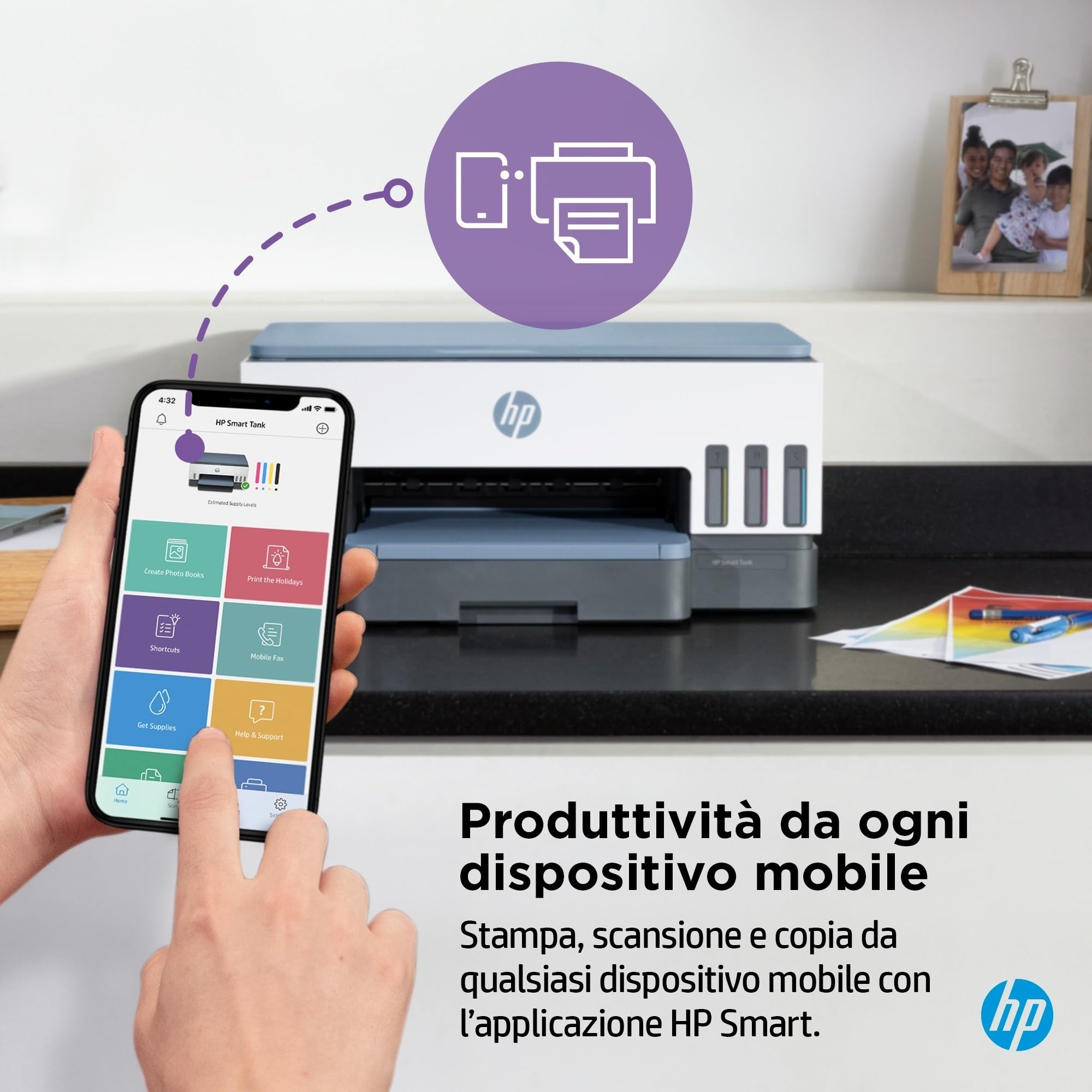 HP Smart Tank 7007 940Y5A, Stampante multifunzione a colori con Serbatoi d’Inchiostro, Stampa Fronte/Retro Automatico, Scansione, 15 ppm, Casa e Piccolo Ufficio, Fino a 3 anni di stampa inclusi