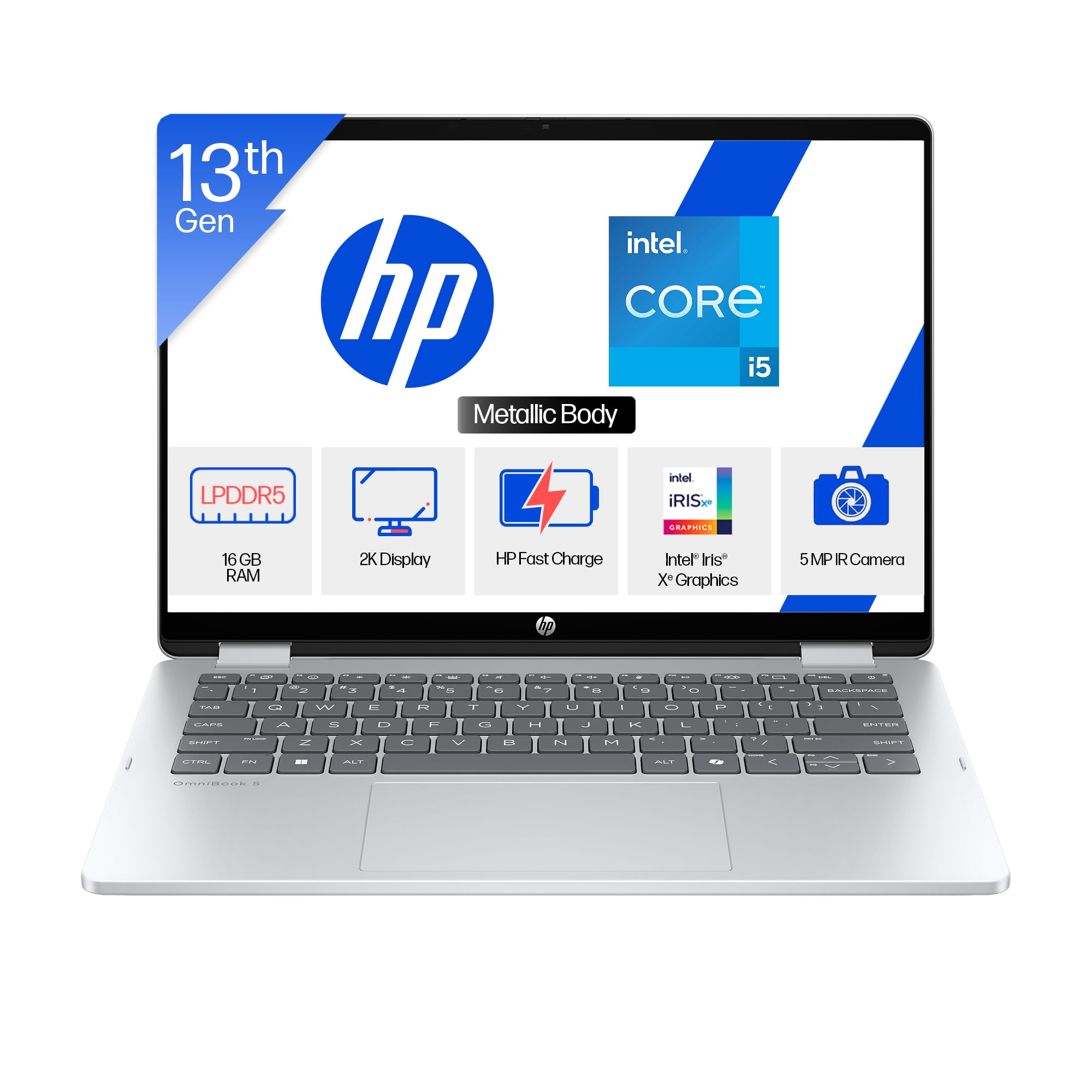 HP Omnibook 5, 13th Gen Intel Core i5-1334U (16GB LPDDR5, 1TB SSD), 2k (1920 x 1200), IPS, Micro-Edge, 300nits, 14''/35.6cm, Win11, M365* Office24, Silver, 1.65kg, FP0790TU, IR Camera, Backlit Laptop-image-21