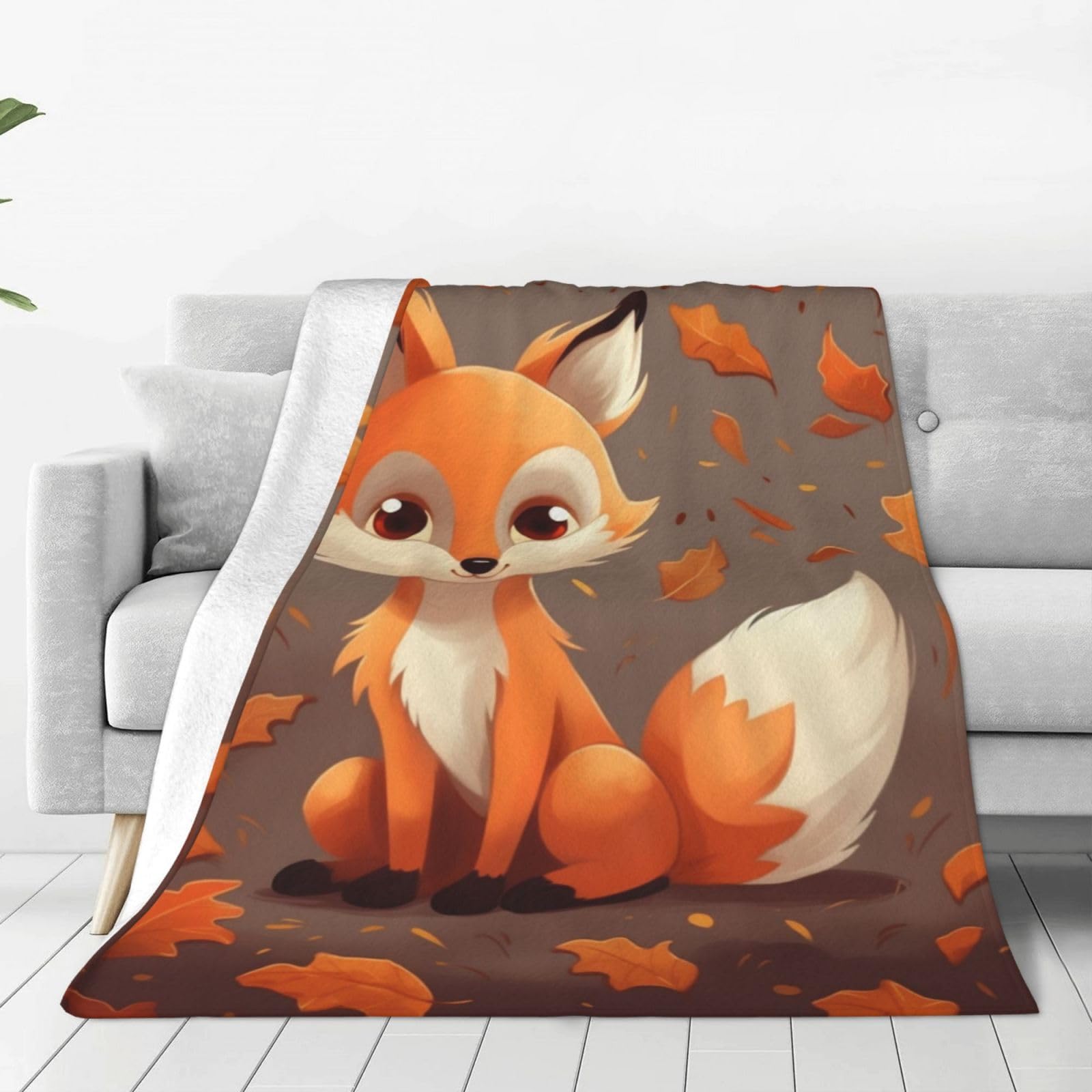 NBHDWF Fall Fox printed Soft Micro Fleece Blanket Air Conditioning Blanket Throw Blanket For Bed, Sofa and Chair