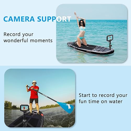 Miniatura 4 de Tabla de remo inflable, tabla de remo de pie con asiento de cámara SUP, postura amplia, tabla de remo inflable, mochila ISUP, bomba, 3 aletas,
