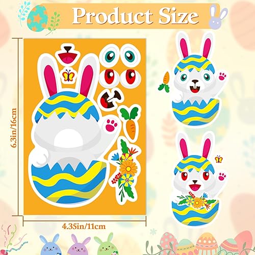 Miniatura 2 de SEPGLITTER Calcomanías de Pascua, 48 hojas de calcomanías de Pascua para niños, calcomanías de animales para la escuela, aula, actividades, juegos,