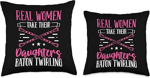 Miniatura 3 de Majorette Baton Twirler Twirl Girl Sports Hobby Twirler Real Women take Their Daughters Baton Twirling Throw Pillow 16x16 Multicolor
