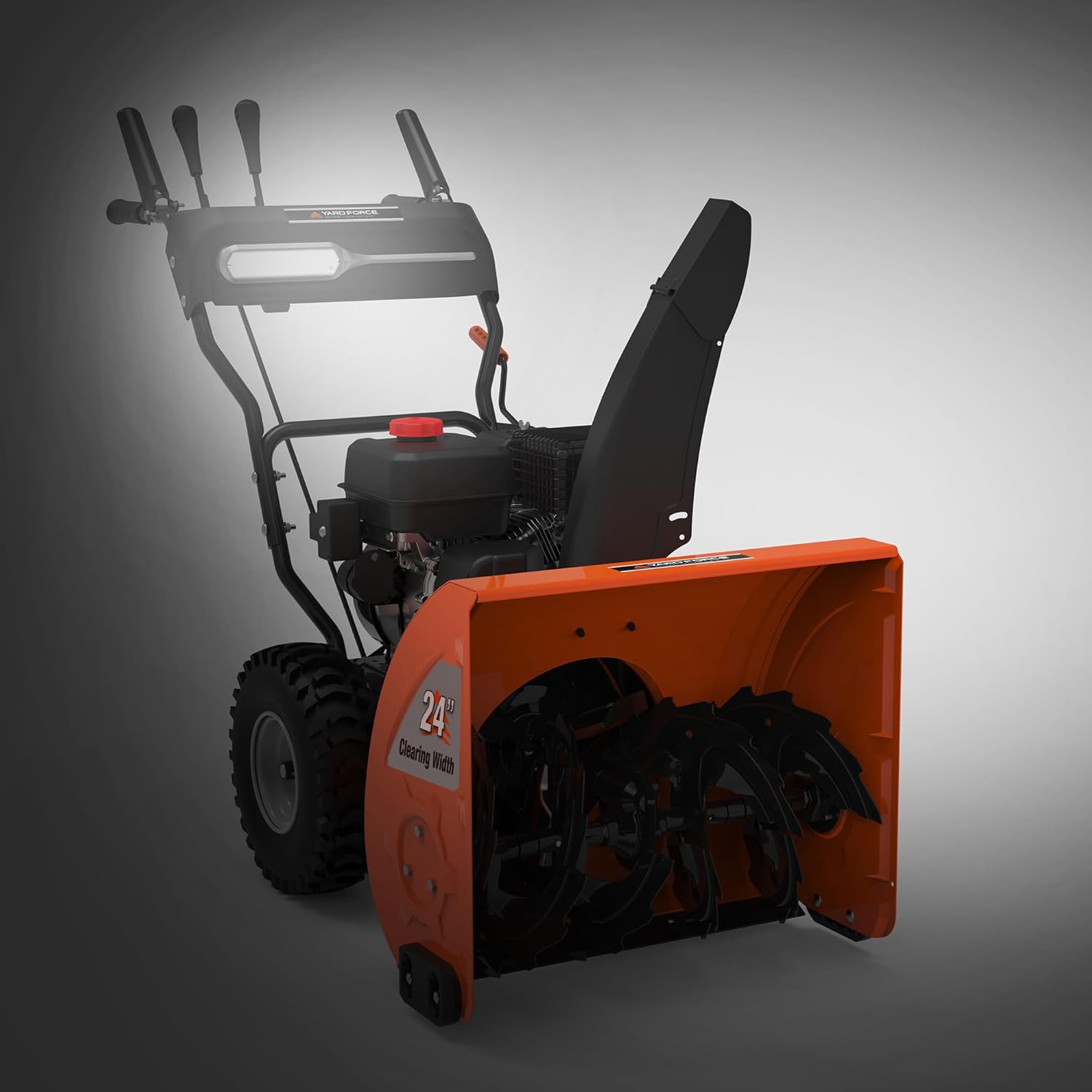 Yard Force YF24-DS21-GSB2 24-Inch Dual-Stage Gas Snow Blower, 208cc Briggs & Stratton Engine, Electric & Manual Start, LED Light, 6-Speed Self-Propelled Drive, 40-ft Throw Distance, Steel Auger