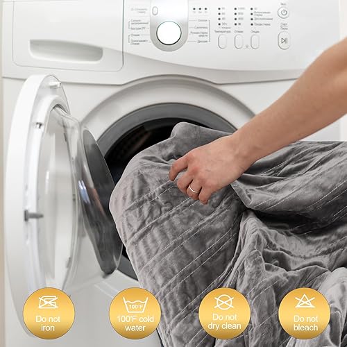 Miniatura 5 de NewWay Manta térmica eléctrica de 50 x 60 pulgadas, para silla de oficina y hogar, 6 temperaturas, ajuste de 104-131 F, franela suave y cálida, 4