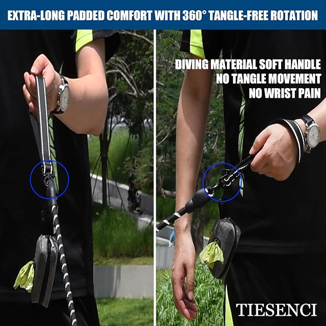 Foto 5 de 8 de Tiesenci Correa 4en1 Resistente NoPull Bungee 1.8m Negro Perros Grandes