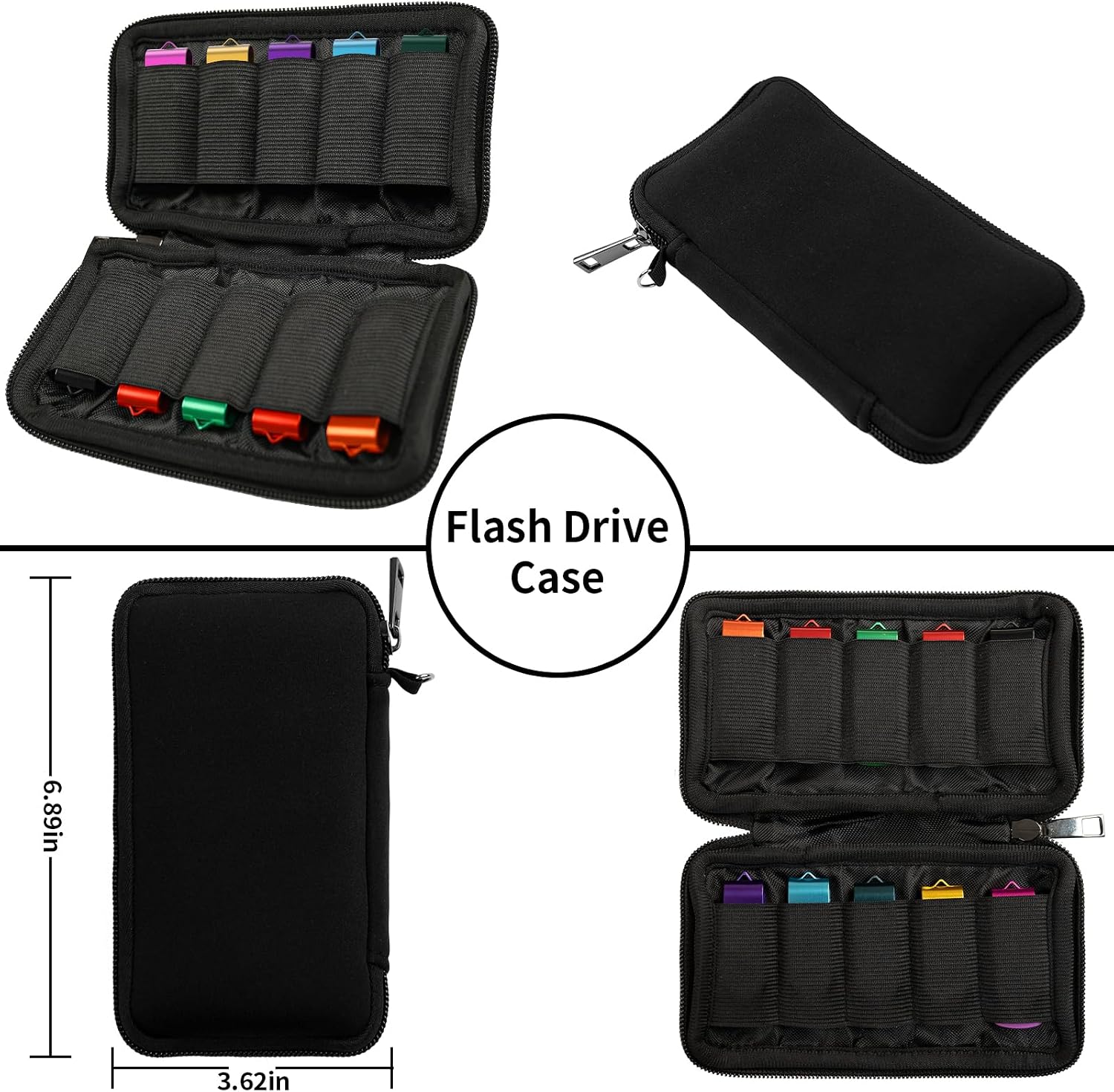 Flash Drive Case, USB Drive Holder, Storage Bag for Thumb Drive, Light Weight and Easy to Put into Handbag, Protect and Store Small Items, 10 Slots Electronic Accessories Organizer