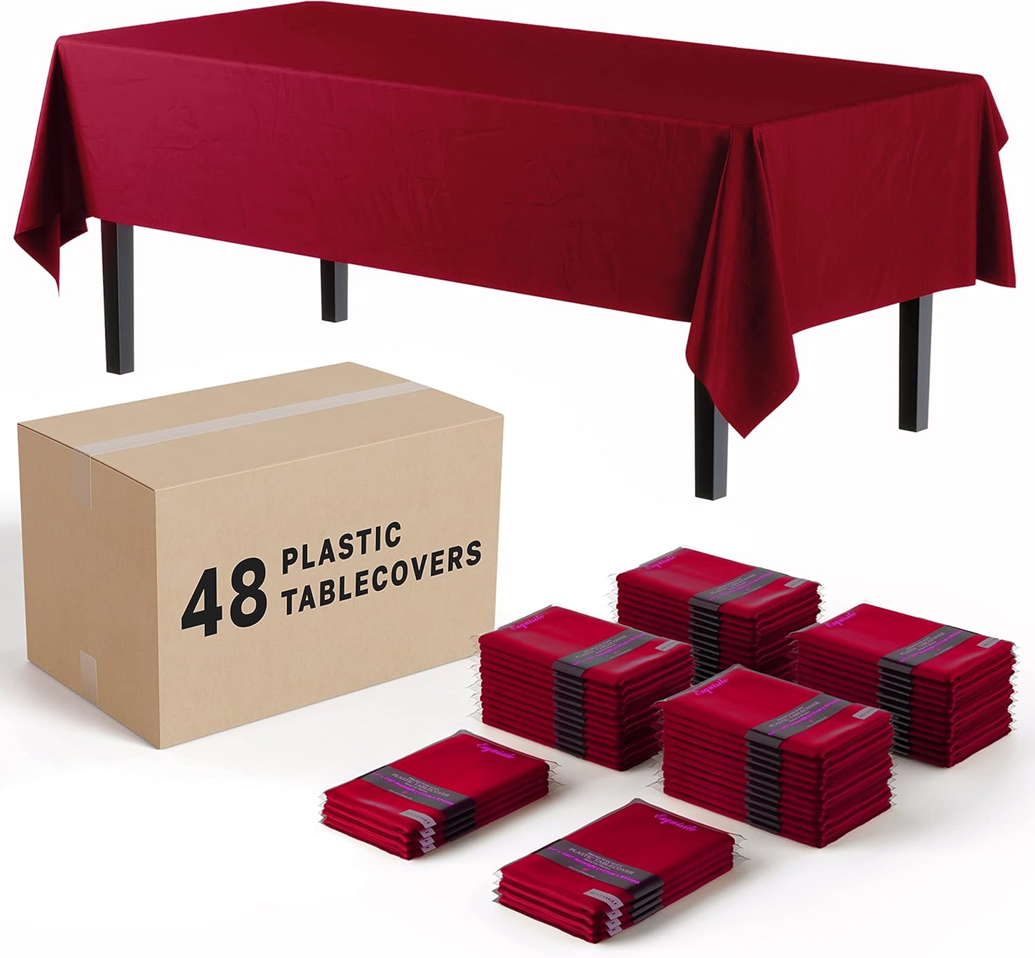 Exquisite Burgundy Tablecloths for Rectangle Tables in Bulk