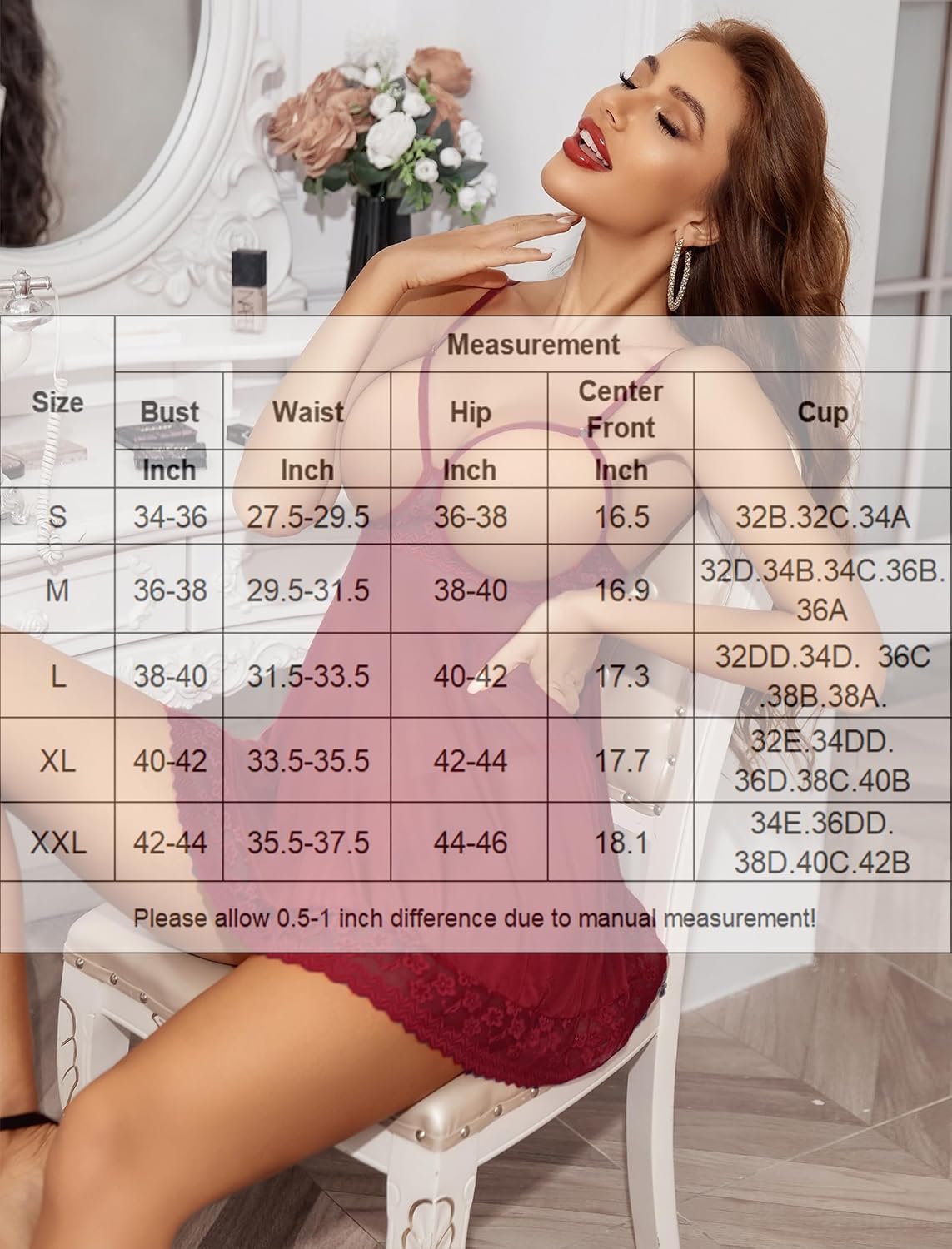 Avidlove Sexy Lace Babydoll Dress Lingerie for Women Sheer Mesh Chemise Sleepwear Exotic Boudoir Outfits