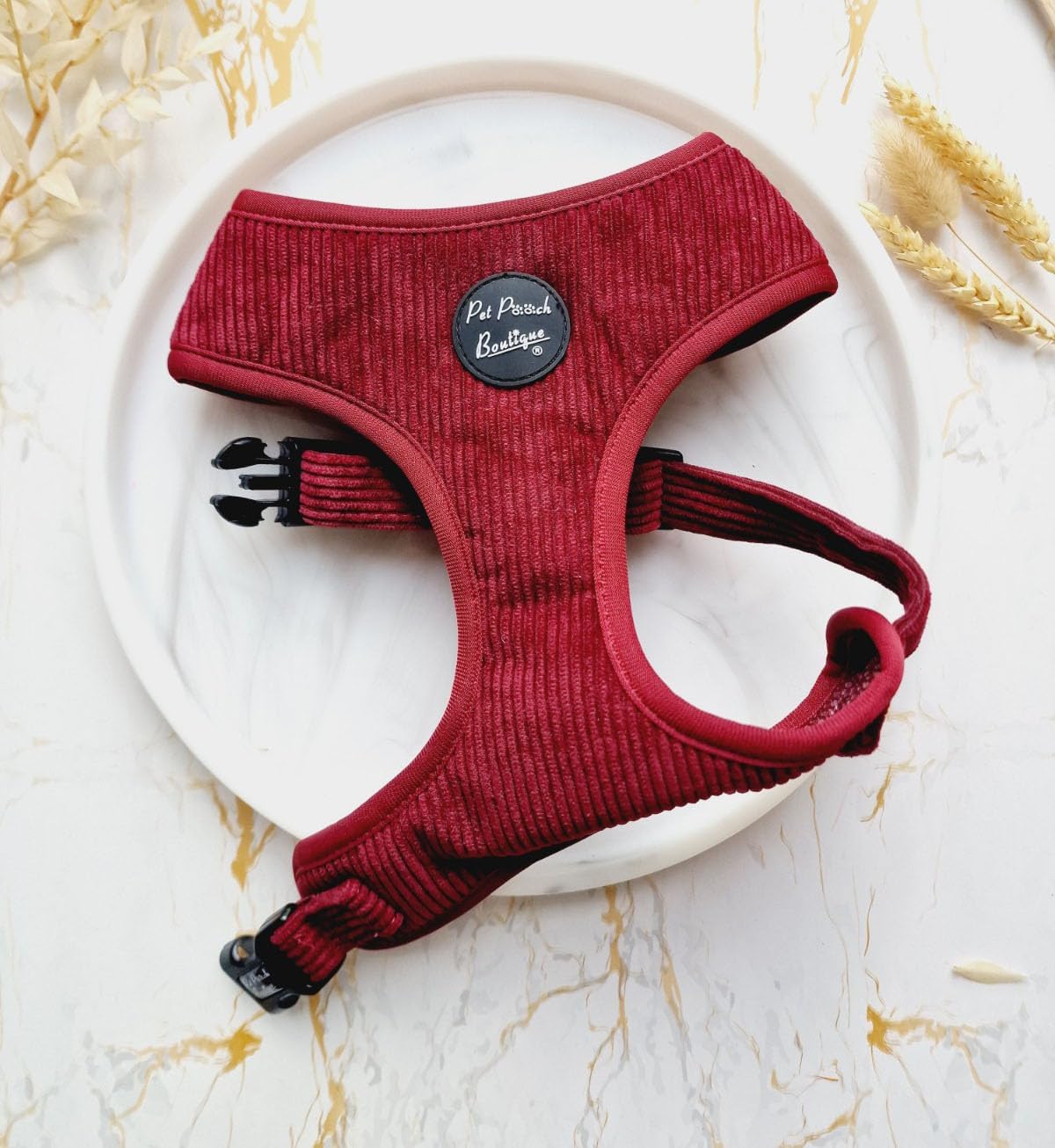 Burgundy Cord Dog Harness XS