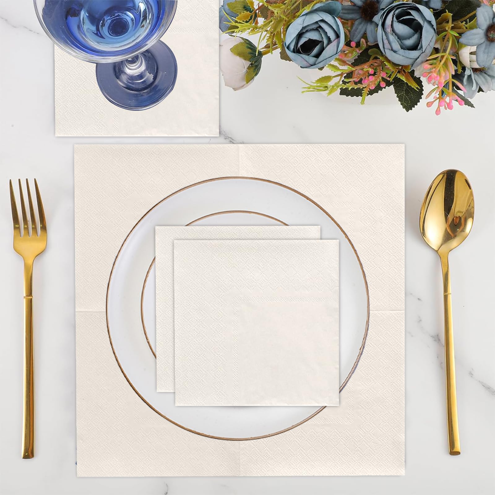 100 servilletas desechables de 2 capas, color blanco lechoso, servilletas de cóctel, servilletas de postre para cena, boda, cumpleaños, fiesta, aniversario de novia, evento de recepción (blanco