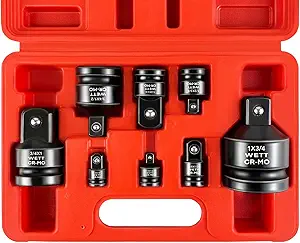WETT Impact Socket Adapter and Reducer, 8-Piece 1" 3/4" 1/4" 3/8" 1/2" SAE Drive Socket Adapter Set, Square Adapter Reducer, Impact Driver Wrench Conversion Set