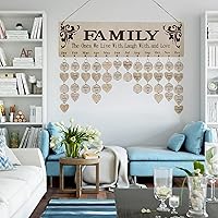 Vista 2 de Regalo para mamá y familia, calendario de cumpleaños de madera, letrero colgante de pared con 100 etiquetas, maravillosa manera de mantener un