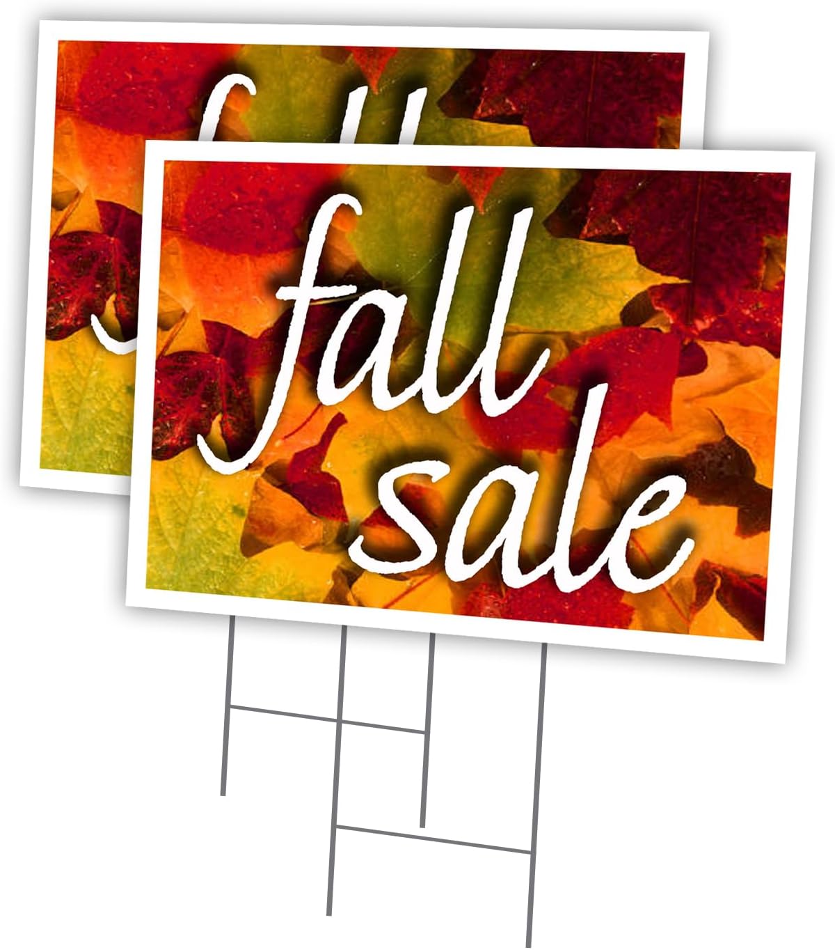 Fall Sale 2 Pack of 18" x 24" Yard Sign & Stake | Advertise Your Business | Stake Included Image On Front Only | Made in The USA