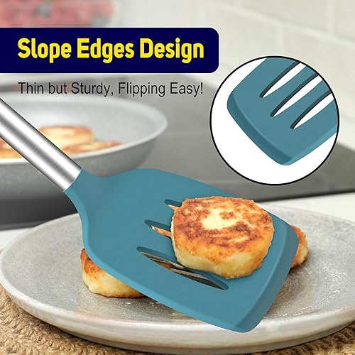 Miniatura 6 de HOTEC Espátula de silicona resistente al calor, juego de espátulas de cocina, utensilios de cocina para utensilios de cocina antiadherentes, sin