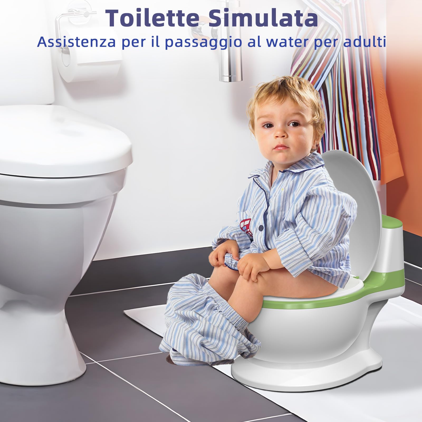 Vasetto per Bambini WC,Vasino Bambini, ragazzi e ragazze, Vasino da Viaggio per Bambini, Antiscivolo, Rimovibile, per Baby da 1 a 3 Anni,Verde