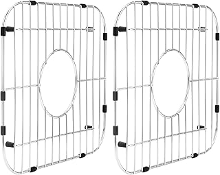Kitchen Sink Grates Bottom Grid for Kitchen Sink, Stainless Steel Sink Rack for Bottom of Sink, Metal Sink Bottom Grid Sink Protector Grid Center Drain Hole, Sink Grate 2 Pack (13"x11-5/8")
