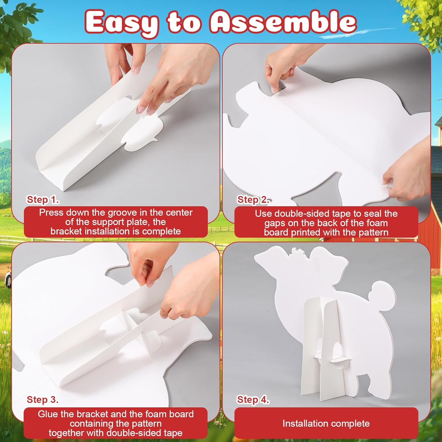 114 Pcs Farm Animal Theme Party Decorations Set Farm Barn Backdrop Large Animal Cardboard Cutout Yard Sign Cow Balloon Garland Arch Kit Photo Prop for Farmhouse Birthday Party Supply