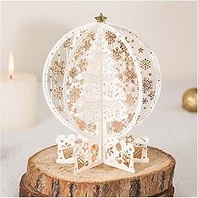 (2 pieces/lot) "Merry Christmas" 3D Pop Up Cards Laser Cutting Christmas Tree Ivory Color Elk Greeting Card With Envelope