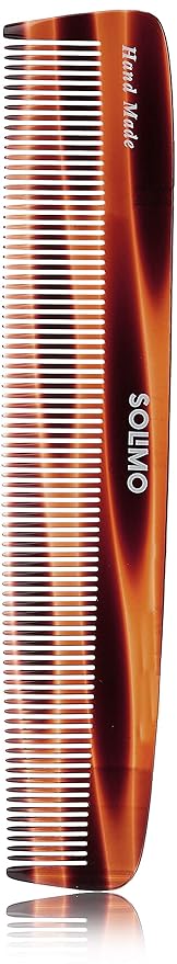 Amazon Brand - Solimo Handmade Turtle Shell Brown Curved-Back Fine-Tooth Comb, 20 cm x 4 cm