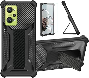 Aroepurt Case for Realme GT NEO 2 Phone Case Stand Cover [with Tempered Glass Screen Protector] Hybrid Case [Folding Support Magnetic] [Frosted Anti-Fingerprint] Black