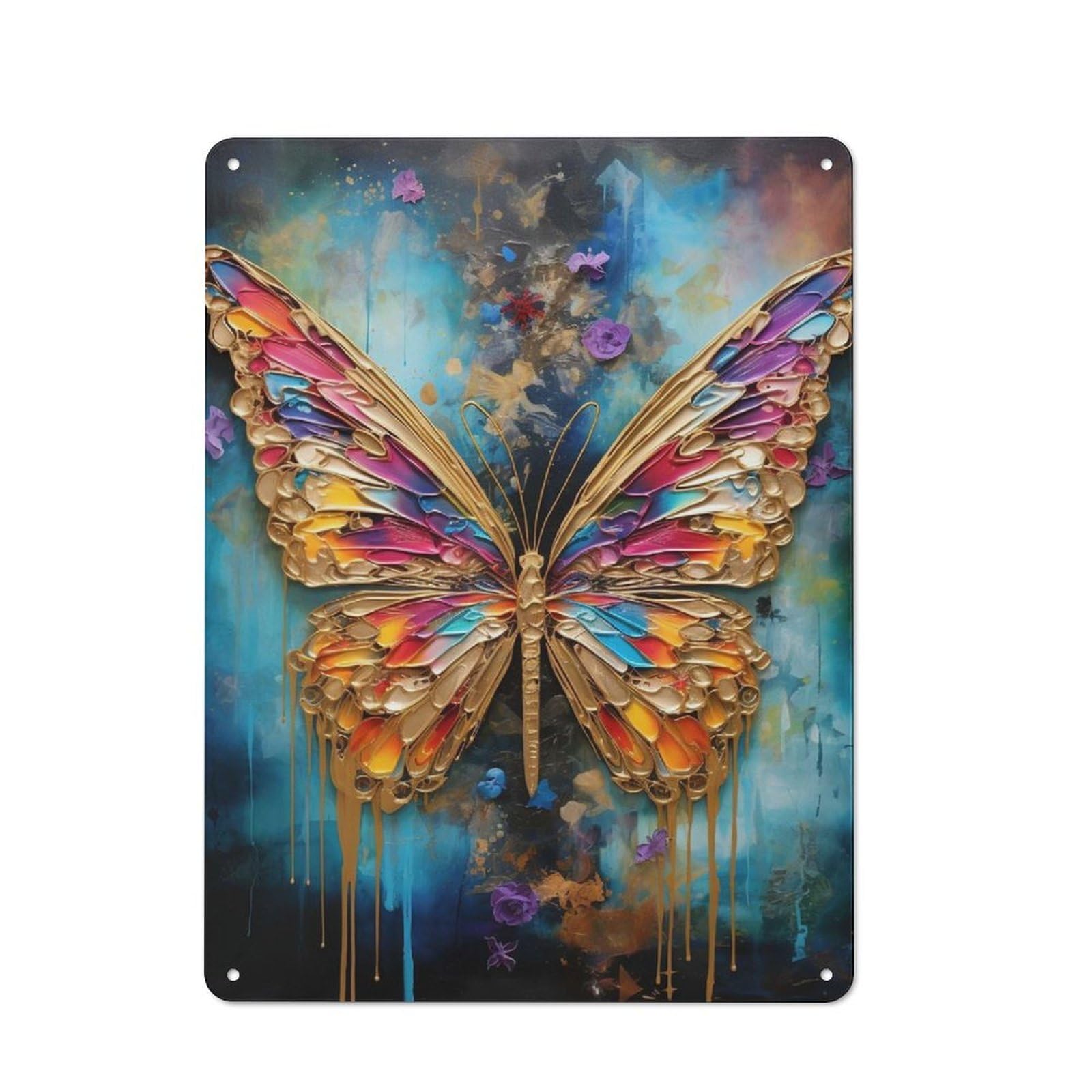 Junmoney Style-5 Colorful Butterfly Retro-Style Tin Wall Plaque 40X30cm For Café Or Home Bar, For Themed Interiors In Cafés And Home Bars