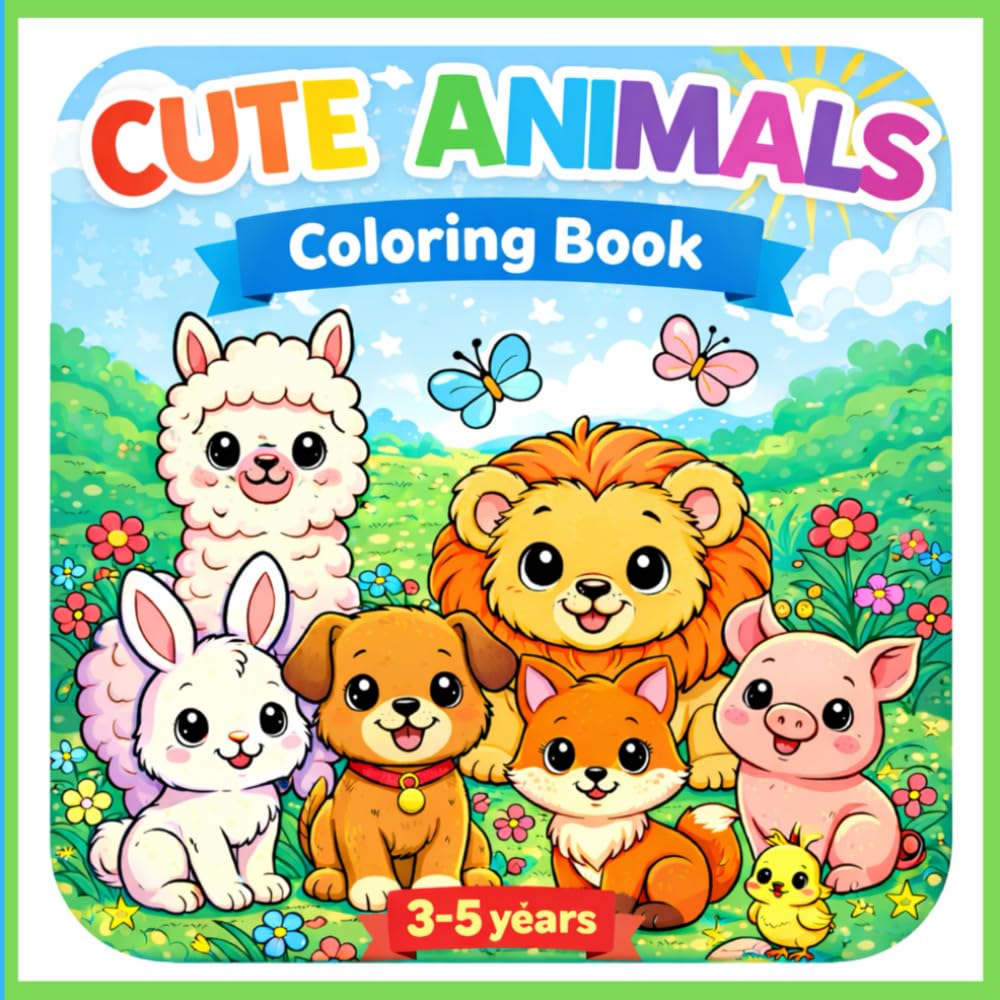 Cute animals Coloring book: Educational coloring pages with animals for children 3-5