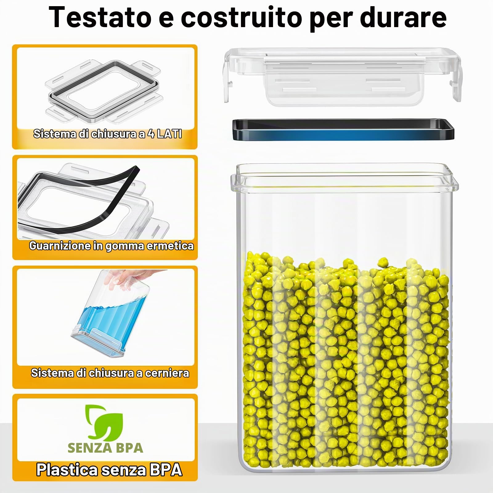 PurKeep 24 contenitori ermetici con coperchio, senza BPA, per farina, zucchero, cereali e accessori da forno, 33,6 l