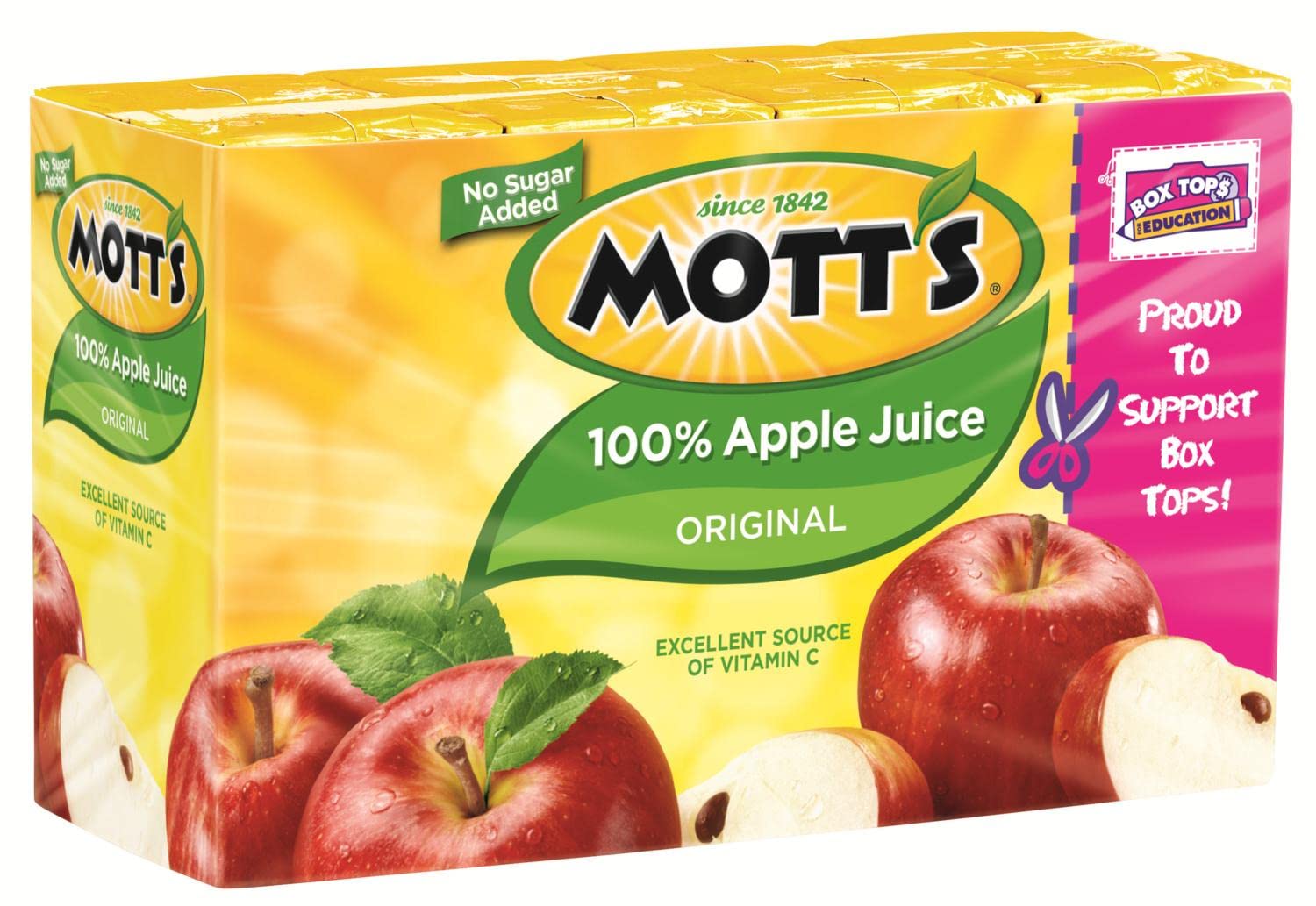 Motts 100% Apple Juice - No Sugar Added - Excellent Source of Vitamin C - 100 Calories Per Serving - Non GMO - Ready Set Gourmet Donate a Meal Program - 1 Pack (8ct, 6.75oz Each)