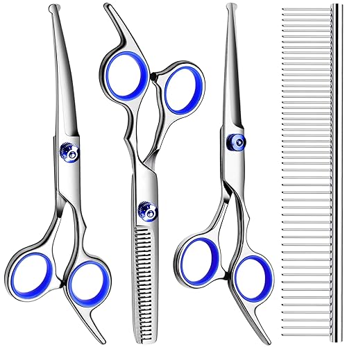 Professional Dog Grooming Scissors Kit, Titanium Coated Dog Scissors for
