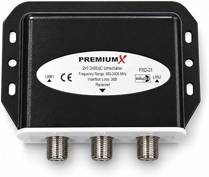 PremiumX PXD-21 DiSEqC switch 2/1 switch 2.0 with weatherproof housing Full HD HDTV 3D