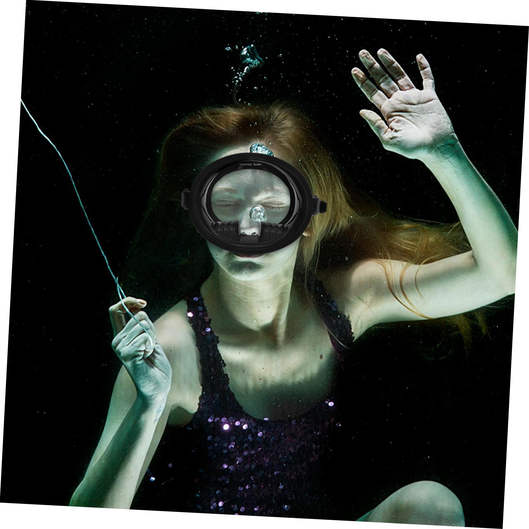 Maschera Sub Antiappannamento Panoramica Estesa in Silicone Nero